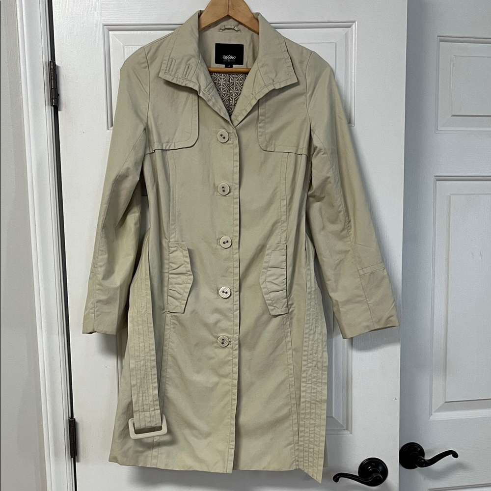 Mossino Beige Lined Trench Coat Feminine Belted Timeless Classic Fall